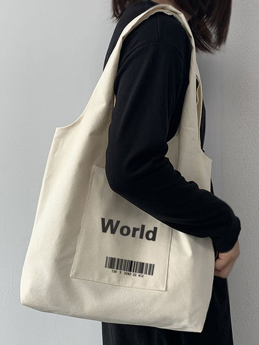 Letter graphic tote bag