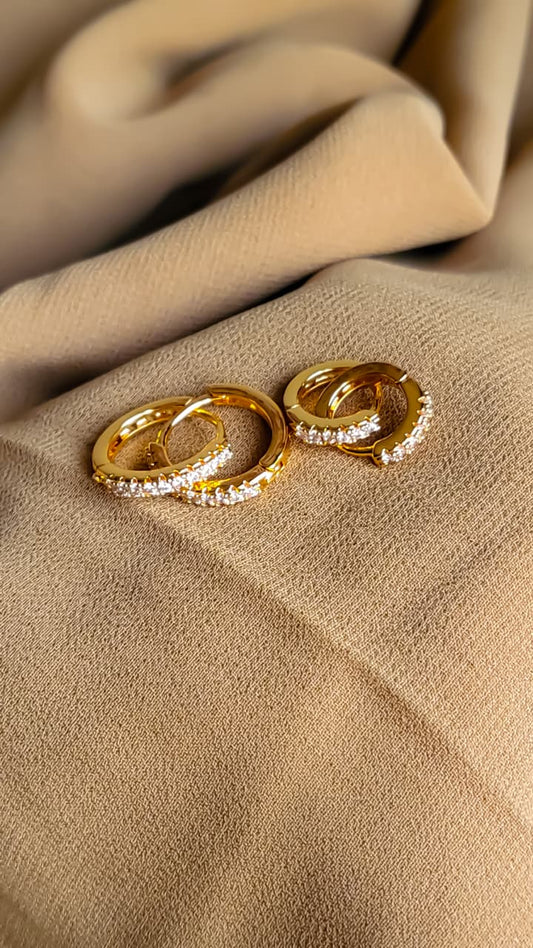 Gold-toned, cubic zircon Hoop earrings